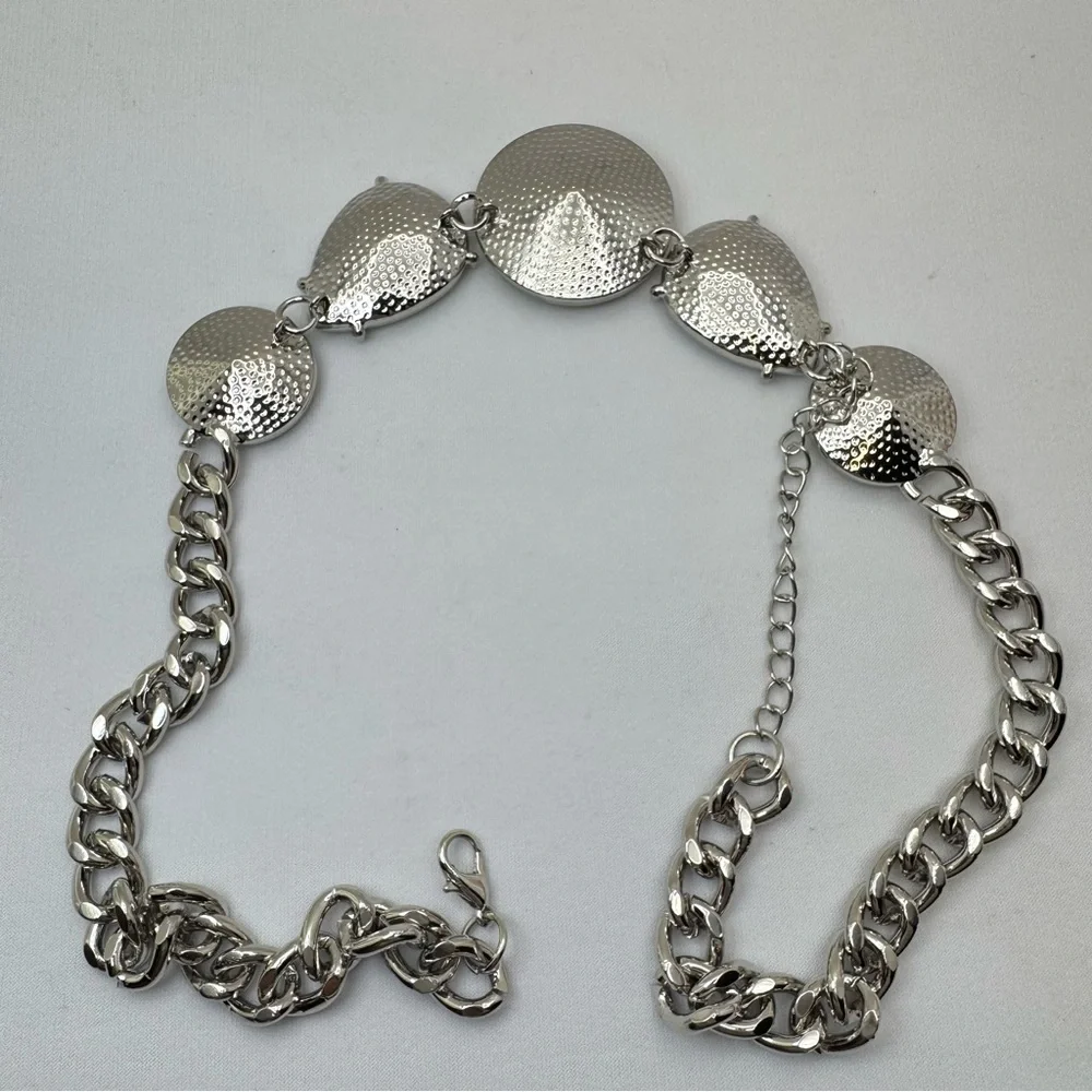 Silver Tone White AB Crystal Statement Necklace Iridescent Bib Glam